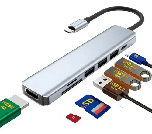 HUB USB C 7 EM 1 (HDMI /CARTÃO SD /MICRO SD /2 X USB 3.0 /USB-C/USB-C POWER)