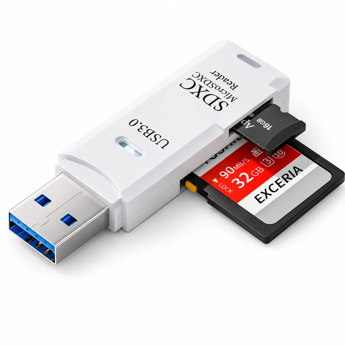 ADAPTADOR USB 3.0 LEITOR MICRO SDXC - BRANCO