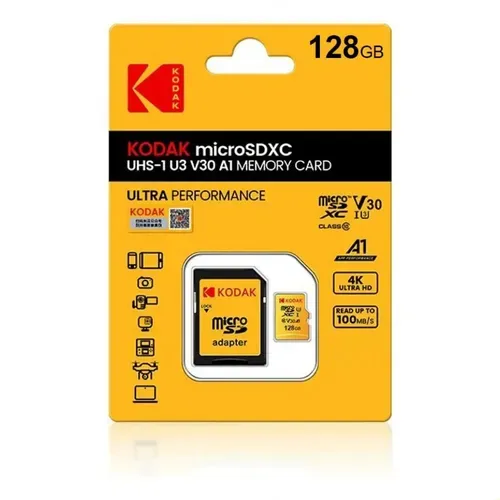 CARTÃO DE MEMORIA KODAK MICRO SD UHS-I V3 A1 128GB