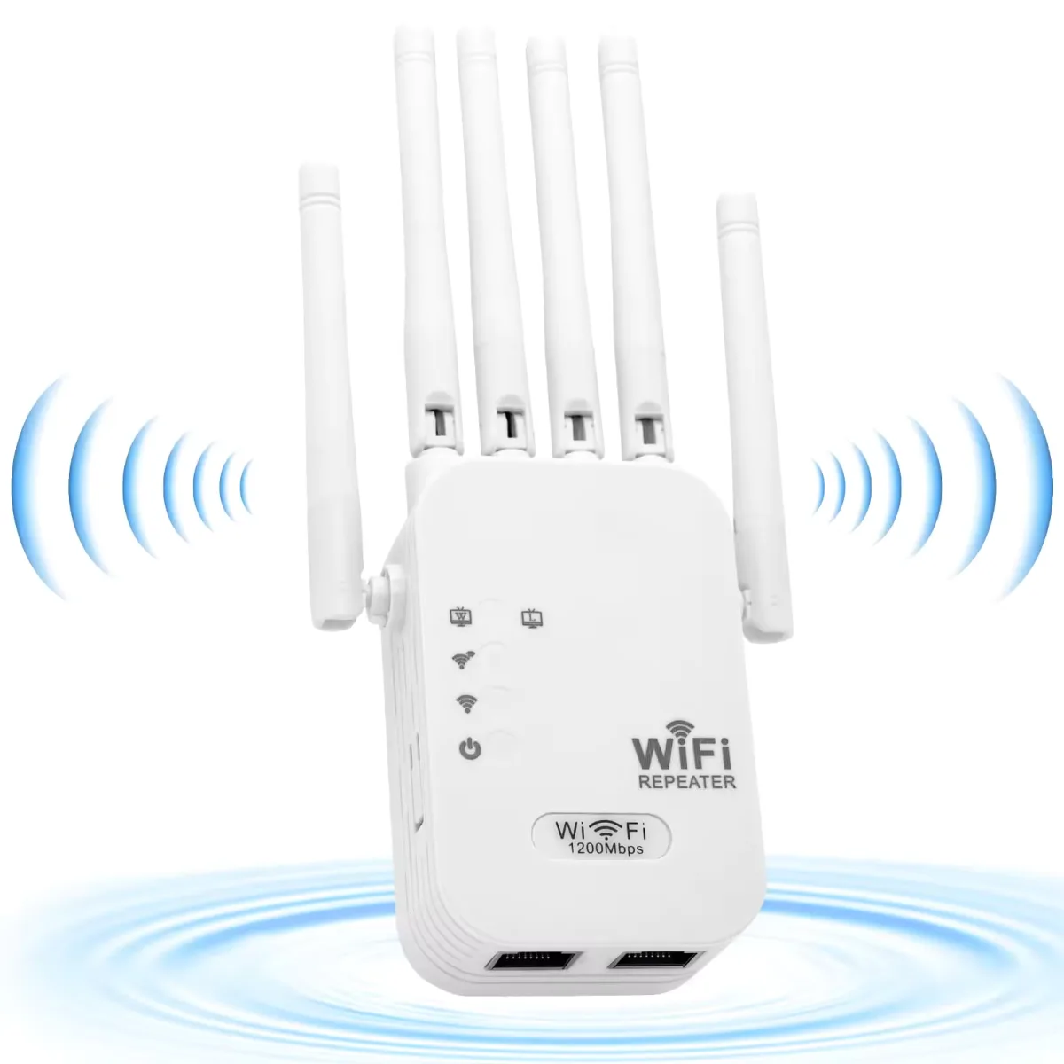 REPETIDOR WIFI 2.4/5GHZ DUAL BAND, GIGABIT 1200MBPS 6 ANTENAS BRANCO